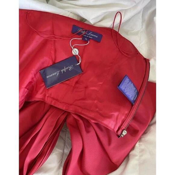 Ralph Lauren Purple Label Arding Silk Red Bow Faille Bustier Top - Picture 4 of 15